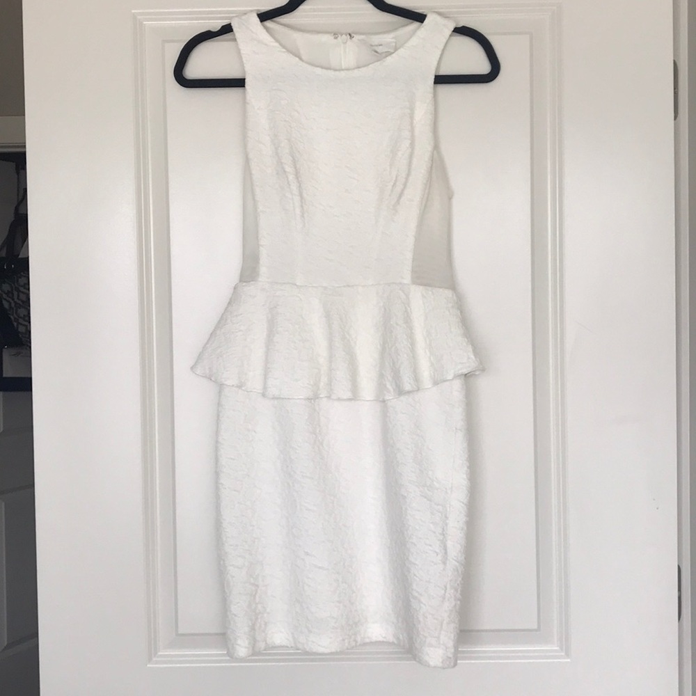Nordstrom Fitted sleeveless white peplum dress